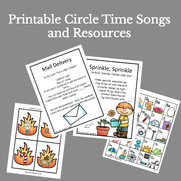 Lots of printable circle time songs and chants to use with toddlers, preschoolers and kindergarteners.